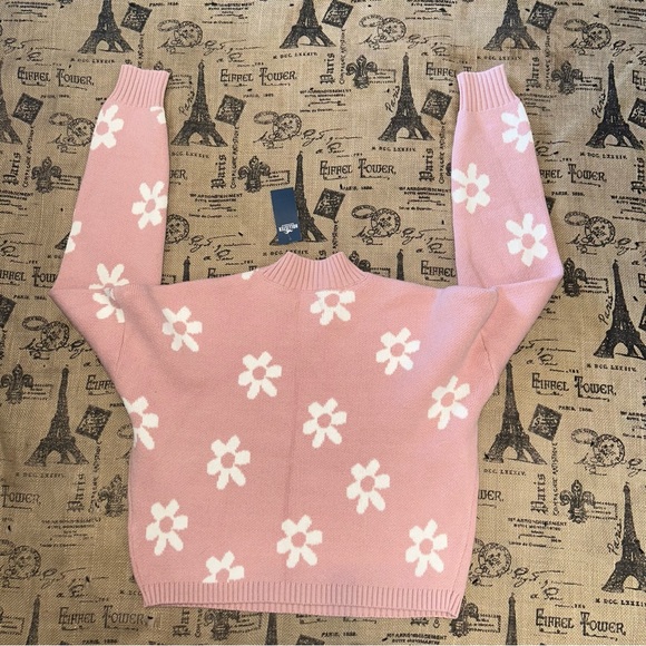 Hollister Co. NWT! Pink/White Easy Cable Mock Pattern Sweater Size M - Picture 11 of 11